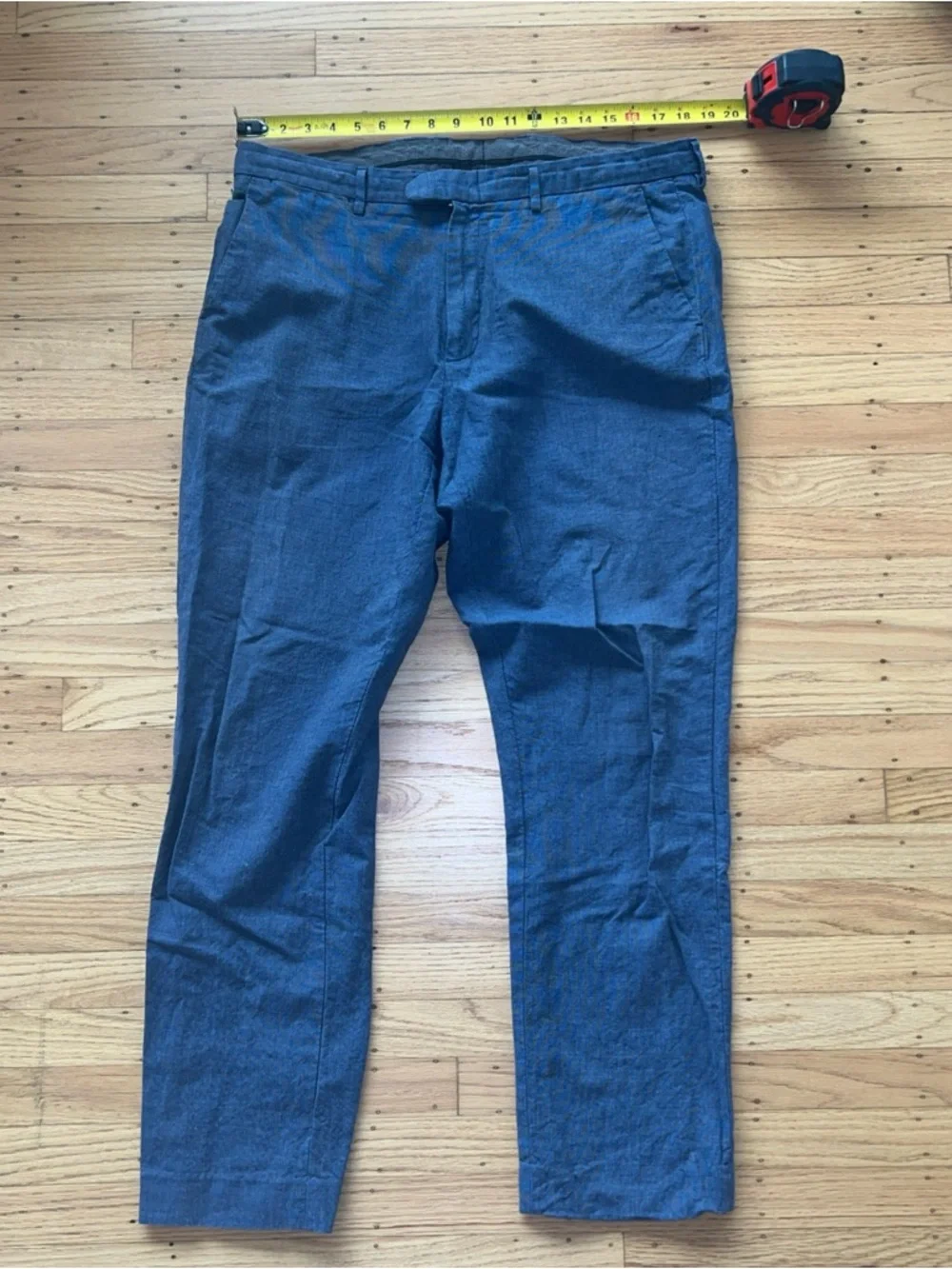 J Crew Chino Pants Men’s 36x32 Slim Bowery Blue Gray Linen Blend